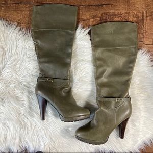 Colin Stuart Green Leather Heeled Boots Size 10